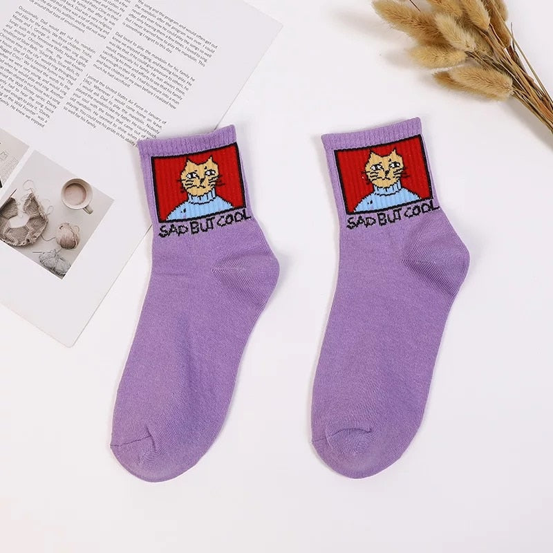 Meias Curtas Estampadas Fofas