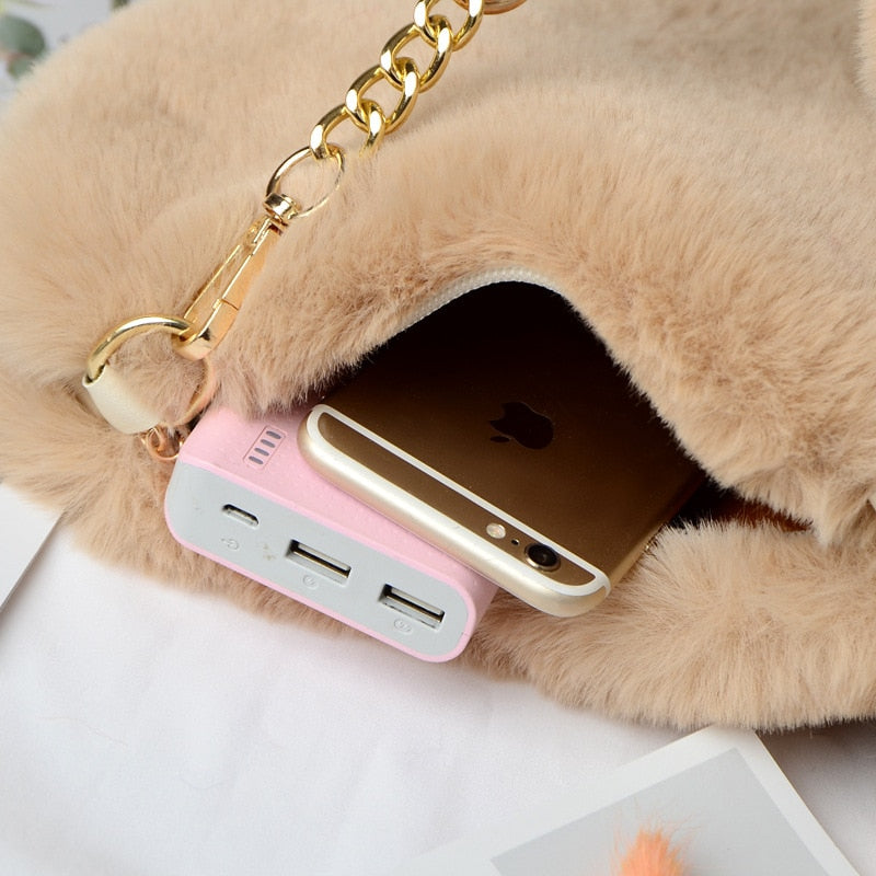 Bolsas de Inverno em Pelúcia com Formato de Coração