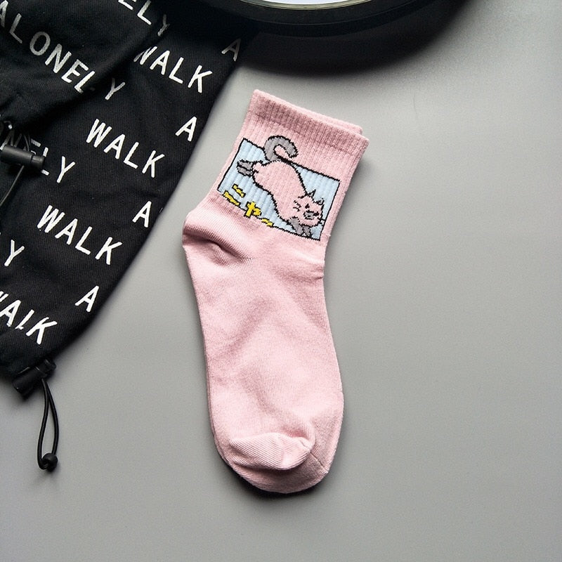 Meias Curtas Estampadas Fofas