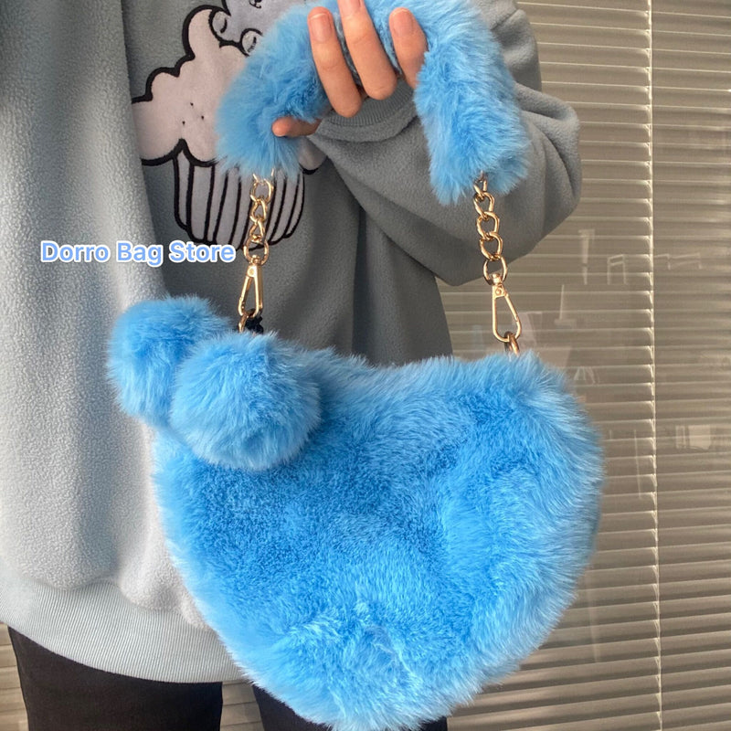 Bolsas de Inverno em Pelúcia com Formato de Coração