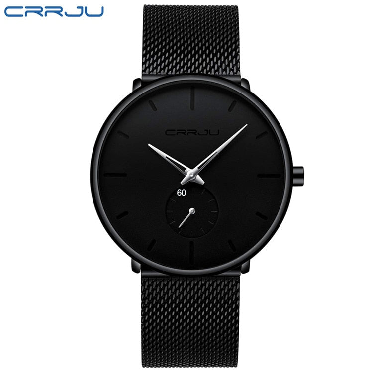 Elegância Simples Relógio em Aço Inoxidável Preto
