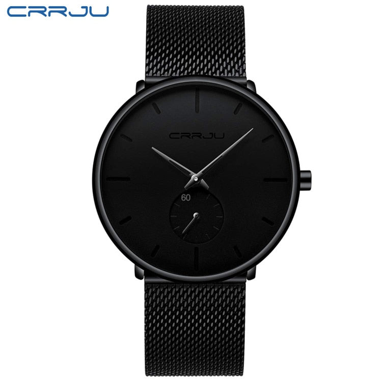 Elegância Simples Relógio em Aço Inoxidável Preto