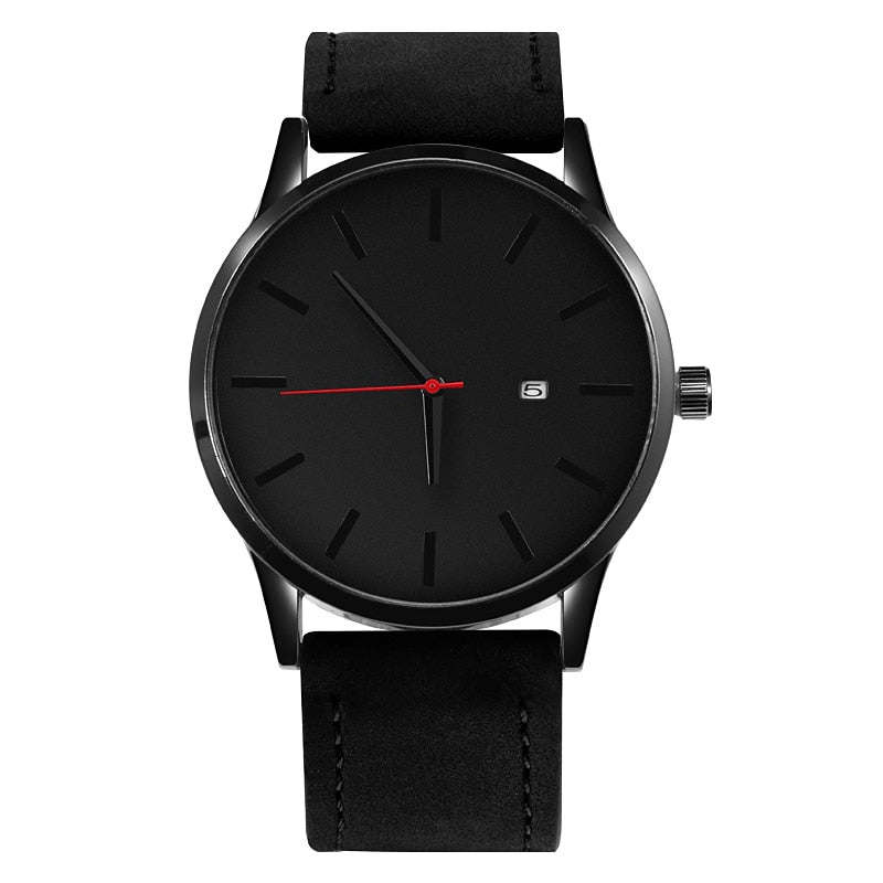 Relógio Quartz com Pulseira de Couro Masculino Simples