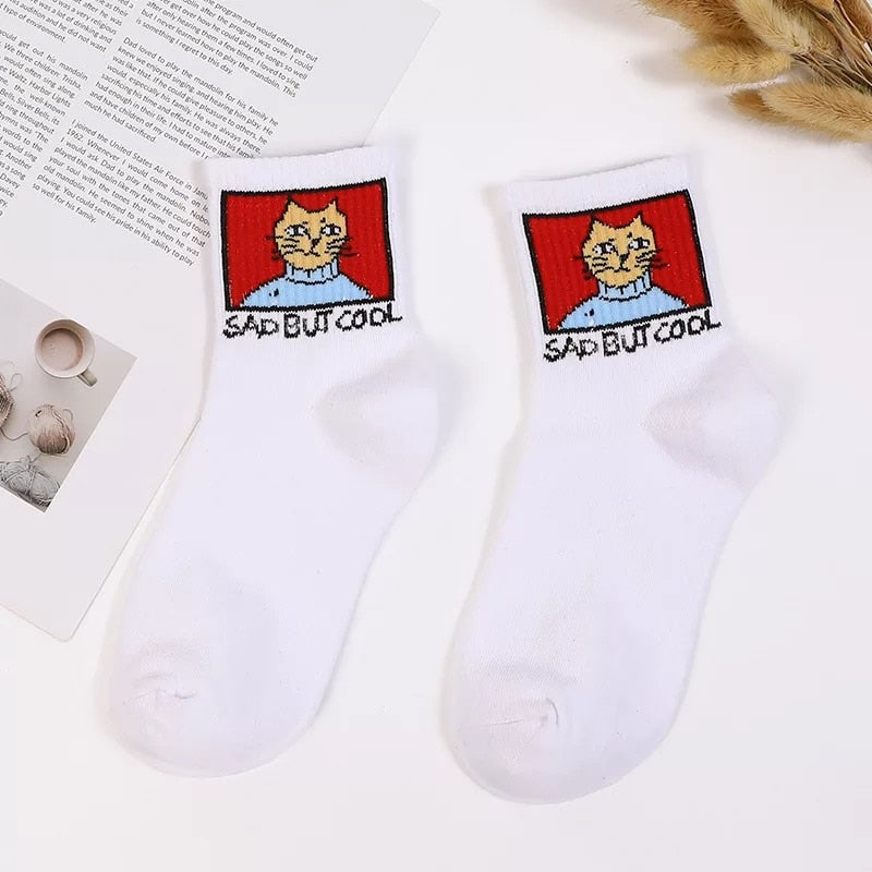 Meias Curtas Estampadas Fofas